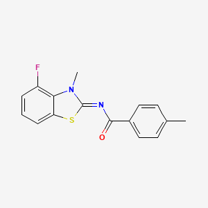 molecular formula C16H13FN2OS B2411513 N-(4-fluoro-3-methyl-1,3-benzothiazol-2-ylidene)-4-methylbenzamide CAS No. 868370-98-3