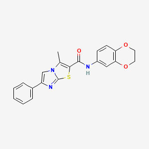 molecular formula C21H17N3O3S B2411524 N-(2,3-dihydro-1,4-benzodioxin-6-yl)-3-methyl-6-phenylimidazo[2,1-b][1,3]thiazole-2-carboxamide CAS No. 852133-64-3