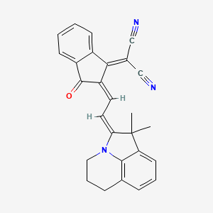 molecular formula C27H21N3O B2411525 2-((Z)-2-((E)-2-(1,1-Dimethyl-5,6-dihydro-1H-pyrrolo[3,2,1-ij]quinolin-2(4H)-ylidene)ethylidene)-3-oxo-2,3-dihydro-1H-inden-1-ylidene)malononitrile CAS No. 1207961-82-7