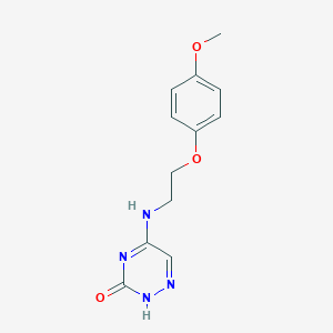 molecular formula C12H14N4O3 B241156 5-{[2-(4-methoxyphenoxy)ethyl]amino}-1,2,4-triazin-3(2H)-one 