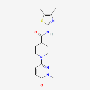 molecular formula C16H21N5O2S B2411561 N-(4,5-二甲基噻唑-2-基)-1-(1-甲基-6-氧代-1,6-二氢吡哒嗪-3-基)哌啶-4-甲酰胺 CAS No. 1421478-47-8