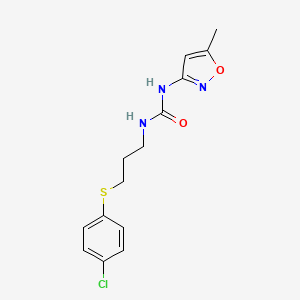 molecular formula C14H16ClN3O2S B2411580 1-(3-((4-Chlorophenyl)thio)propyl)-3-(5-methylisoxazol-3-yl)urea CAS No. 900009-41-8