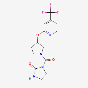 molecular formula C14H15F3N4O3 B2411583 1-(3-((4-(Trifluoromethyl)pyridin-2-yl)oxy)pyrrolidine-1-carbonyl)imidazolidin-2-one CAS No. 2034247-71-5