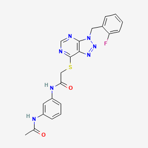 molecular formula C21H18FN7O2S B2411592 N-(3-乙酰氨基苯基)-2-((3-(2-氟苄基)-3H-[1,2,3]三唑并[4,5-d]嘧啶-7-基)硫代)乙酰胺 CAS No. 863458-78-0