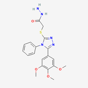 molecular formula C19H21N5O4S B2411596 2-{[4-phenyl-5-(3,4,5-trimethoxyphenyl)-4H-1,2,4-triazol-3-yl]sulfanyl}acetohydrazide CAS No. 70452-65-2