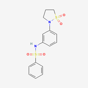 molecular formula C15H16N2O4S2 B2411603 N-(3-(1,1-dioxidoisothiazolidin-2-yl)phenyl)benzenesulfonamide CAS No. 941974-72-7