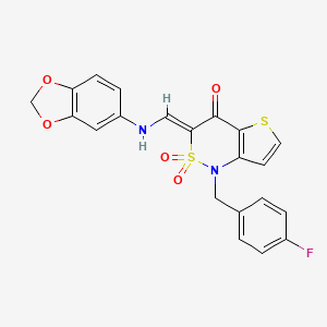 (3Z)-3-[(1,3-benzodioxol-5-ylamino)methylene]-1-(4-fluorobenzyl)-1H-thieno[3,2-c][1,2]thiazin-4(3H)-one 2,2-dioxide