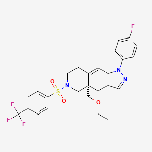 molecular formula C26H25F4N3O3S B2411620 (S)-4A-(ethoxymethyl)-1-(4-fluorophenyl)-6-((4-(trifluoromethyl)phenyl)sulfonyl)-4,4a,5,6,7,8-hexahydro-1H-pyrazolo[3,4-g]isoquinoline CAS No. 1956435-30-5