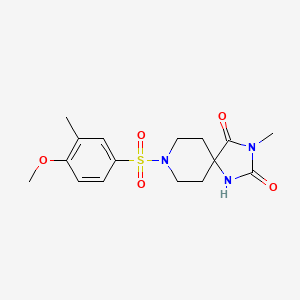 molecular formula C16H21N3O5S B2411627 8-((4-Methoxy-3-methylphenyl)sulfonyl)-3-methyl-1,3,8-triazaspiro[4.5]decane-2,4-dione CAS No. 942006-68-0