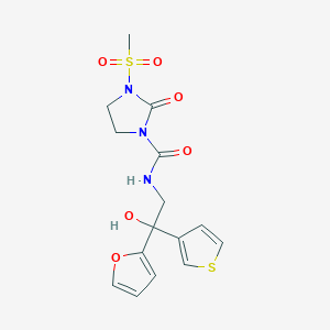 molecular formula C15H17N3O6S2 B2411632 N-(2-(furan-2-yl)-2-hydroxy-2-(thiophen-3-yl)ethyl)-3-(methylsulfonyl)-2-oxoimidazolidine-1-carboxamide CAS No. 2034483-42-4