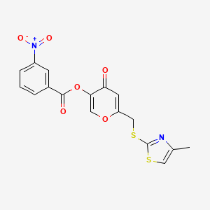 6-(((4-methylthiazol-2-yl)thio)methyl)-4-oxo-4H-pyran-3-yl 3-nitrobenzoate