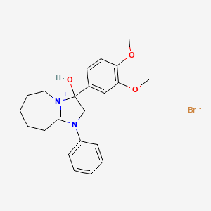 3-(3,4-dimethoxyphenyl)-3-hydroxy-1-phenyl-3,5,6,7,8,9-hexahydro-2H-imidazo[1,2-a]azepin-1-ium bromide