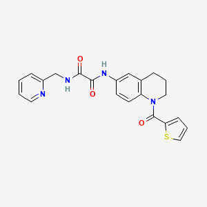 molecular formula C22H20N4O3S B2411668 N1-(pyridin-2-ylmethyl)-N2-(1-(thiophene-2-carbonyl)-1,2,3,4-tetrahydroquinolin-6-yl)oxalamide CAS No. 899983-35-8