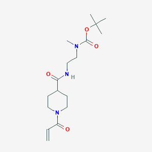 molecular formula C17H29N3O4 B2411670 Tert-butyl N-methyl-N-[2-[(1-prop-2-enoylpiperidine-4-carbonyl)amino]ethyl]carbamate CAS No. 2361688-61-9