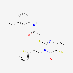 2-({4-oxo-3-[2-(thiophen-2-yl)ethyl]-3,4-dihydrothieno[3,2-d]pyrimidin-2-yl}sulfanyl)-N-[3-(propan-2-yl)phenyl]acetamide