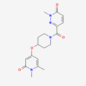 molecular formula C18H22N4O4 B2411745 6-(4-((1,6-dimethyl-2-oxo-1,2-dihydropyridin-4-yl)oxy)piperidine-1-carbonyl)-2-methylpyridazin-3(2H)-one CAS No. 2320516-40-1