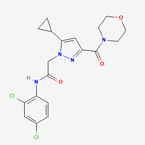 molecular formula C19H20Cl2N4O3 B2411753 2-(5-cyclopropyl-3-(morpholine-4-carbonyl)-1H-pyrazol-1-yl)-N-(2,4-dichlorophenyl)acetamide CAS No. 1171876-66-6