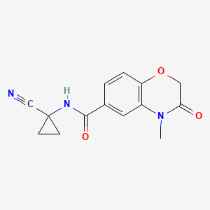 molecular formula C14H13N3O3 B2411767 N-(1-Cyanocyclopropyl)-4-methyl-3-oxo-1,4-benzoxazine-6-carboxamide CAS No. 2418731-42-5