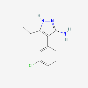 molecular formula C11H12ClN3 B2411770 4-(3-chlorophenyl)-3-ethyl-1H-pyrazol-5-amine CAS No. 955584-89-1