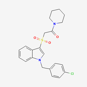 molecular formula C22H23ClN2O3S B2411771 2-[1-[(4-Chlorophenyl)methyl]indol-3-yl]sulfonyl-1-piperidin-1-ylethanone CAS No. 850932-95-5