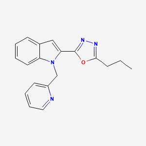 molecular formula C19H18N4O B2411773 2-propyl-5-(1-(pyridin-2-ylmethyl)-1H-indol-2-yl)-1,3,4-oxadiazole CAS No. 921800-96-6