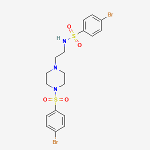 molecular formula C18H21Br2N3O4S2 B2411774 4-溴-N-[2-[4-(4-溴苯基)磺酰基哌嗪-1-基]乙基]苯磺酰胺 CAS No. 548449-30-5