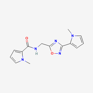 molecular formula C14H15N5O2 B2411784 1-甲基-N-((3-(1-甲基-1H-吡咯-2-基)-1,2,4-恶二唑-5-基)甲基)-1H-吡咯-2-甲酰胺 CAS No. 2034550-14-4