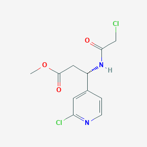 molecular formula C11H12Cl2N2O3 B2411786 Methyl (3S)-3-[(2-chloroacetyl)amino]-3-(2-chloropyridin-4-yl)propanoate CAS No. 2223115-42-0