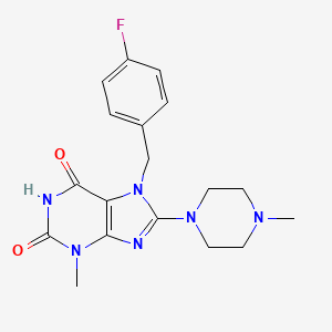 molecular formula C18H21FN6O2 B2411793 7-(4-fluorobenzyl)-3-methyl-8-(4-methylpiperazin-1-yl)-1H-purine-2,6(3H,7H)-dione CAS No. 850751-80-3