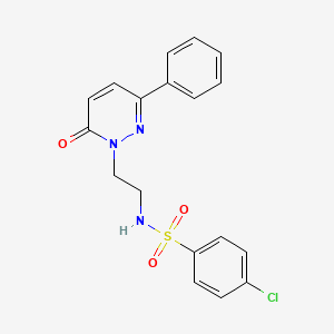 molecular formula C18H16ClN3O3S B2411800 4-chloro-N-(2-(6-oxo-3-phenylpyridazin-1(6H)-yl)ethyl)benzenesulfonamide CAS No. 921580-83-8