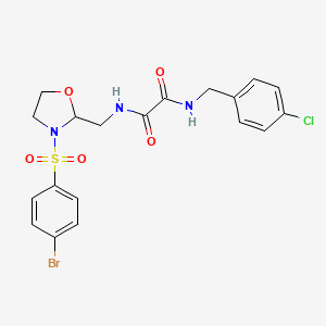 molecular formula C19H19BrClN3O5S B2411801 N1-((3-((4-溴苯基)磺酰)恶唑烷-2-基)甲基)-N2-(4-氯苄基)草酰胺 CAS No. 874806-16-3
