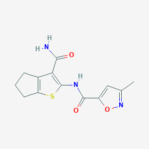 molecular formula C13H13N3O3S B2411803 N-(3-カルバモイル-5,6-ジヒドロ-4H-シクロペンタ[b]チオフェン-2-イル)-3-メチルイソキサゾール-5-カルボキサミド CAS No. 946318-49-6