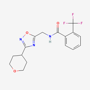 N-((3-(tetrahydro-2H-pyran-4-yl)-1,2,4-oxadiazol-5-yl)methyl)-2-(trifluoromethyl)benzamide