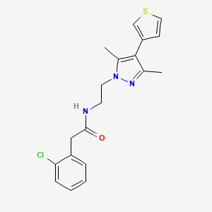2-(2-chlorophenyl)-N-(2-(3,5-dimethyl-4-(thiophen-3-yl)-1H-pyrazol-1-yl)ethyl)acetamide