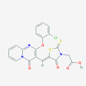 molecular formula C20H12ClN3O5S2 B241185 (5-{[2-(2-chlorophenoxy)-4-oxo-4H-pyrido[1,2-a]pyrimidin-3-yl]methylene}-4-oxo-2-thioxo-1,3-thiazolidin-3-yl)acetic acid 