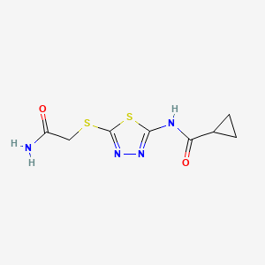 molecular formula C8H10N4O2S2 B2411852 N-[5-(2-amino-2-oxoethyl)sulfanyl-1,3,4-thiadiazol-2-yl]cyclopropanecarboxamide CAS No. 893330-71-7