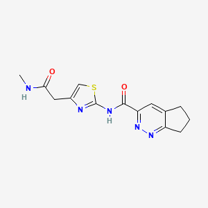 molecular formula C14H15N5O2S B2411853 N-[4-[2-(Methylamino)-2-oxoethyl]-1,3-thiazol-2-yl]-6,7-dihydro-5H-cyclopenta[c]pyridazine-3-carboxamide CAS No. 2415463-91-9