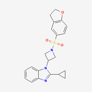 molecular formula C21H21N3O3S B2411857 2-Cyclopropyl-1-[1-(2,3-dihydro-1-benzofuran-5-ylsulfonyl)azetidin-3-yl]benzimidazole CAS No. 2380040-40-2