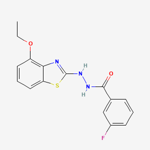 molecular formula C16H14FN3O2S B2411864 N'-(4-ethoxy-1,3-benzothiazol-2-yl)-3-fluorobenzohydrazide CAS No. 851978-58-0