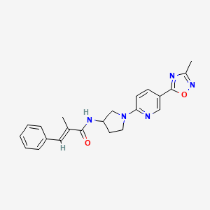 molecular formula C22H23N5O2 B2411871 (2E)-2-甲基-N-{1-[5-(3-甲基-1,2,4-恶二唑-5-基)吡啶-2-基]吡咯烷-3-基}-3-苯基丙烯酰胺 CAS No. 1396890-54-2