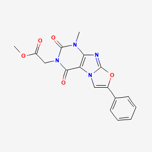 molecular formula C17H14N4O5 B2411874 Methyl 2-(4-methyl-1,3-dioxo-7-phenylpurino[8,7-b][1,3]oxazol-2-yl)acetate CAS No. 899947-70-7