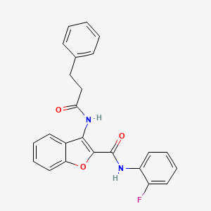 molecular formula C24H19FN2O3 B2411875 N-(2-fluorophenyl)-3-(3-phenylpropanamido)benzofuran-2-carboxamide CAS No. 887877-86-3