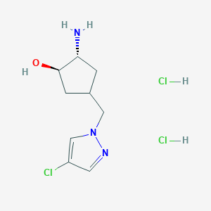 (1R,2R)-2-Amino-4-[(4-chloropyrazol-1-yl)methyl]cyclopentan-1-ol;dihydrochloride