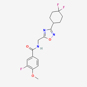 molecular formula C17H18F3N3O3 B2411886 N-((3-(4,4-difluorocyclohexyl)-1,2,4-oxadiazol-5-yl)methyl)-3-fluoro-4-methoxybenzamide CAS No. 2034335-08-3
