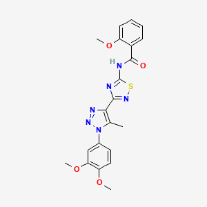 molecular formula C21H20N6O4S B2411897 N-{3-[1-(3,4-dimethoxyphenyl)-5-methyl-1H-1,2,3-triazol-4-yl]-1,2,4-thiadiazol-5-yl}-2-methoxybenzamide CAS No. 932300-36-2