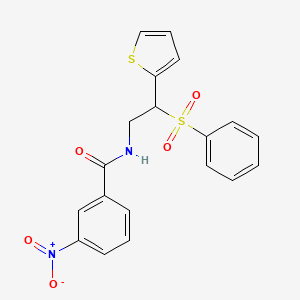 molecular formula C19H16N2O5S2 B2411902 3-nitro-N-[2-(phenylsulfonyl)-2-(2-thienyl)ethyl]benzamide CAS No. 896332-56-2