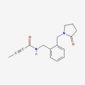 molecular formula C16H18N2O2 B2411905 N-[[2-[(2-Oxopyrrolidin-1-yl)methyl]phenyl]methyl]but-2-ynamide CAS No. 2411284-60-9