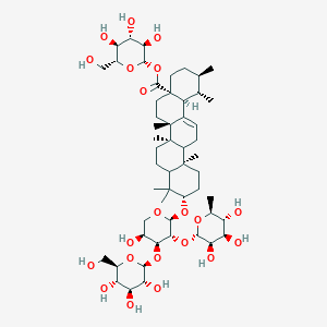 molecular formula C53H86O21 B2411908 [(2S,3R,4S,5S,6R)-3,4,5-trihydroxy-6-(hydroxymethyl)oxan-2-yl] (1S,2R,4aS,6aS,6bR,10S,12aR,14bS)-10-[(2S,3R,4S,5S)-5-hydroxy-4-[(2S,3R,4S,5S,6R)-3,4,5-trihydroxy-6-(hydroxymethyl)oxan-2-yl]oxy-3-[(2S,3R,4R,5R,6S)-3,4,5-trihydroxy-6-methyloxan-2-yl]oxyoxan-2-yl]oxy-1,2,6a,6b,9,9,12a-heptamethyl-2,3,4,5,6,6a,7,8,8a,10,11,12,13,14b-tetradecahydro-1H-picene-4a-carboxylate CAS No. 164178-27-2