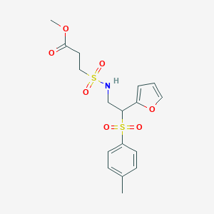 molecular formula C17H21NO7S2 B241191 Methyl 3-[({2-(2-furyl)-2-[(4-methylphenyl)sulfonyl]ethyl}amino)sulfonyl]propanoate 