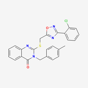 molecular formula C25H19ClN4O2S B2411915 2-(((3-(2-chlorophenyl)-1,2,4-oxadiazol-5-yl)methyl)thio)-3-(4-methylbenzyl)quinazolin-4(3H)-one CAS No. 1324361-19-4